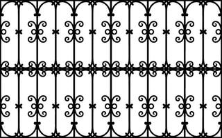 Black Wrought Iron Grille Pattern on White Background vector