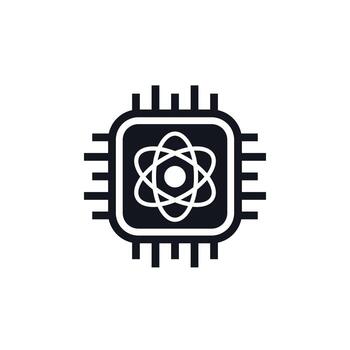 Quantum computer icon with a chip vector