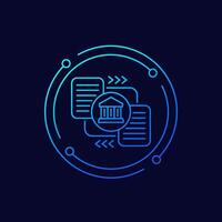 bank document management icon, linear design vector