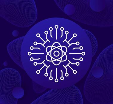 Quantum computer icon in line style vector