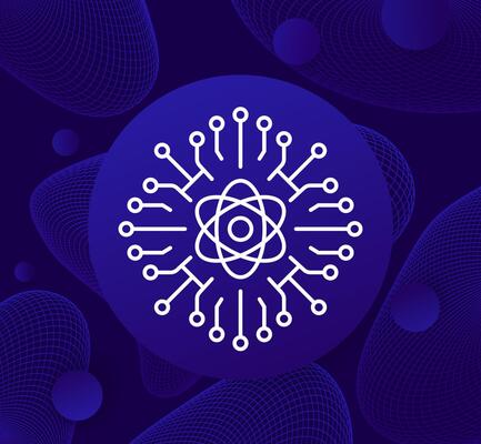 Quantum computer icon in line style
