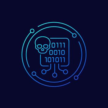 virus code, malware icon, linear design vector