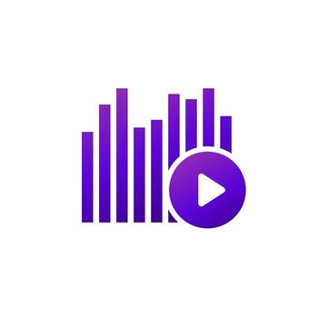 tasa de bits icono con jugar botón vector