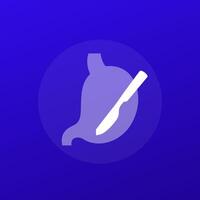 gastric surgery icon with stomach, transparent design vector