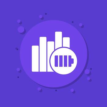 battery performance icon design with a graph vector