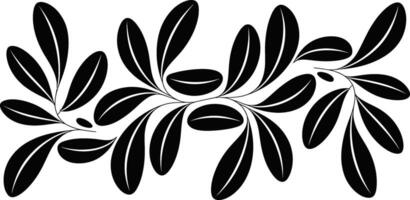 Black leaves and coffee bean shapes on white background vector