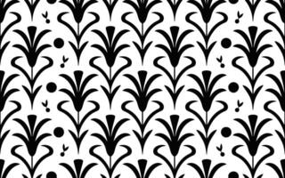 Black and White Floral Pattern with Decorative Elements vector