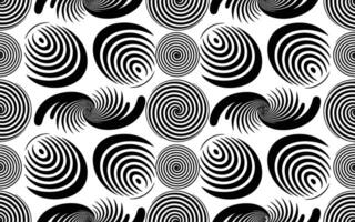 Black and White Spiral Pattern with Circular and Swirl Shapes vector