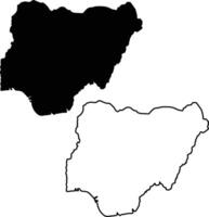 Map of Nigeria Silhouette Flat and Outline Design vector