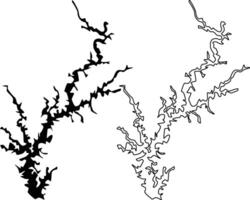 Map of West Point Lake USA Silhouette Flat and Outline Design vector