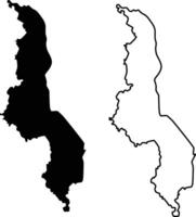 Map of Malawi Silhouette Flat and Outline Design vector