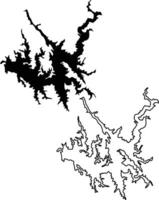 Map of Carters Lake Georgia USA Silhouette Flat and Outline Design vector