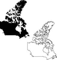 Map of Canada Silhouette Flat and Outline Design vector