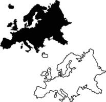 Map of Europe Silhouette Flat and Outline Design vector