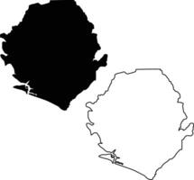 Map of Sierra Leone Silhouette Flat and Outline Design vector