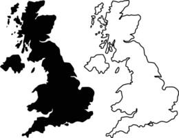 Map of Great Britain Silhouette Flat and Outline Design vector