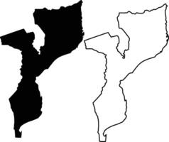Map of Mozambique Silhouette Flat and Outline Design vector