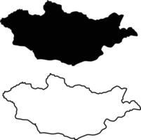 Map of Mongolia Silhouette Flat and Outline Design vector