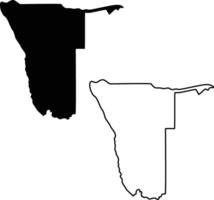 Map of Namibia Silhouette Flat and Outline Design vector