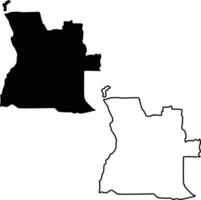 Map of Angola Silhouette Flat and Outline Design vector