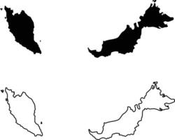 Map of Malaysia Silhouette Flat and Outline Design vector
