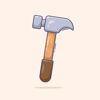 Illustration cartoon of Colorful claw hammer icon or symbol with flat style concept design. Construction tools vector