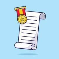 Golden Medal and Reward Certificate icon or symbol illustration cartoon isolated with cute and simple design concept vector