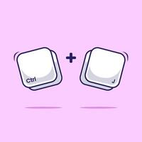 Cute cartoon of Keyboard combination shortcut Ctrl J illustration for work efficient fast typing technology vector