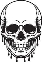 Spooky Dripping Skull Illustration A Dark and Mysterious Monochrome Design for Halloween or Gothic Art vector