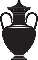 Elegant Black Silhouette of an Ancient Greek Amphora, Classic Vessel, Timeless Design, Isolated on White Background vector