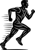 Dynamic Male Runner Silhouette with Defined Anatomy and Speed Trails - Athletic Endurance Graphic vector