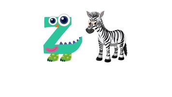Playful animation of letter Z transforming into a zebra with vibrant colors and engaging movement video