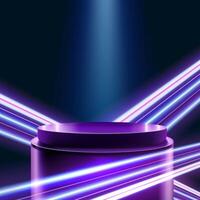 Podium with colorful light beams vector