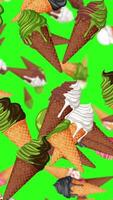 Ice cream cones cascade against a bright green backdrop. Playful, colorful, and dynamic animation with a cheerful mood video