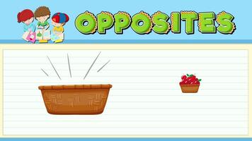 A playful animation illustrating the concept of opposites with a basket transitioning from empty to full of apples video