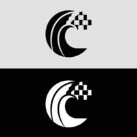 Abstract wave logo design with checkered pattern for modern company branding and visual identity needs vector