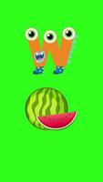 Bright, playful animation of letter W transforming into a watermelon on a green background video