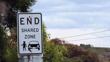 Sign indicating end of shared zone video