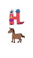Colorful animation transforming letter H into a cartoon character with a horse, emphasizing fun learning video