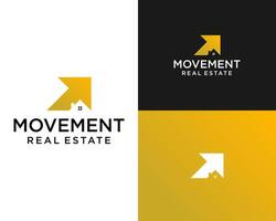 Arrow to the top right and real estate logo design. vector