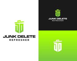 Logo design about JD monogram shield letters of junk management company. vector