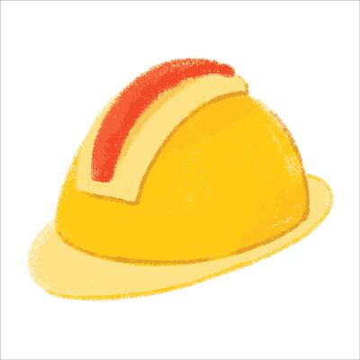 Hard Hat Illustration with crayon style editable for cards, poster decorations, t-shirt prints, stickers, icons and others