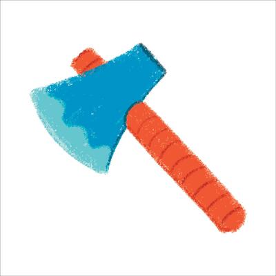 Axe Illustration with crayon style editable for cards, poster decorations, t-shirt prints, stickers, icons and others