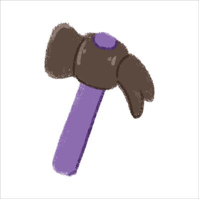 HammerIllustration with crayon style editable for cards, poster decorations, t-shirt prints, stickers, icons and others