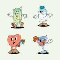 Cartoon drinks and characters collection vector