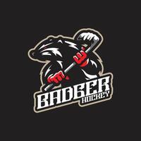 Badger mascot logo design with concept style for badge, emblem and t shirt printing. Hockey badger illustration. vector