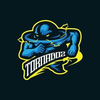 Tornado mascot logo design with concept style for badge, emblem and t shirt printing. Angry tornado illustration for sport team. vector