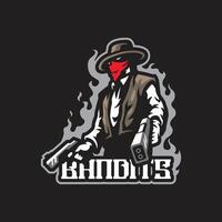 Bandits mascot logo design with concept style for badge, emblem and t shirt printing. Bandits illustration with guns in hand. vector