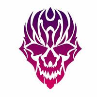 Illustration of a fierce tribal skull design with sharp, symmetrical lines and a smooth gradient vector
