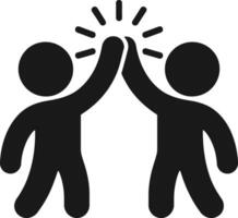 Two figures high five with radiating lines people celebration vector
